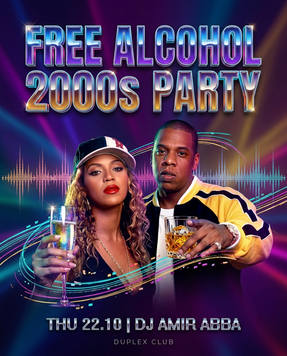 Free Alcohol 2000's Party Duplex Club