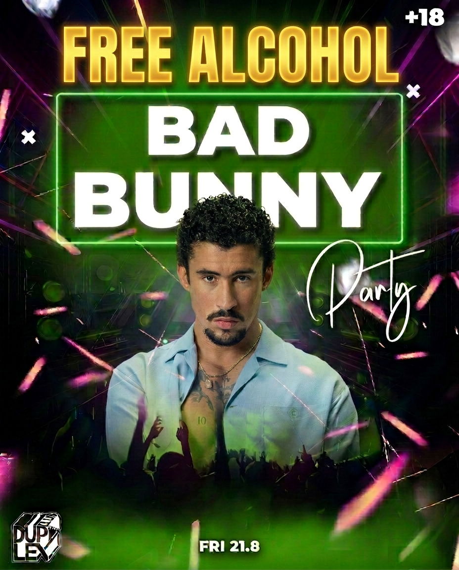 Bad Bunny Free Alcohol Party Duplex Club