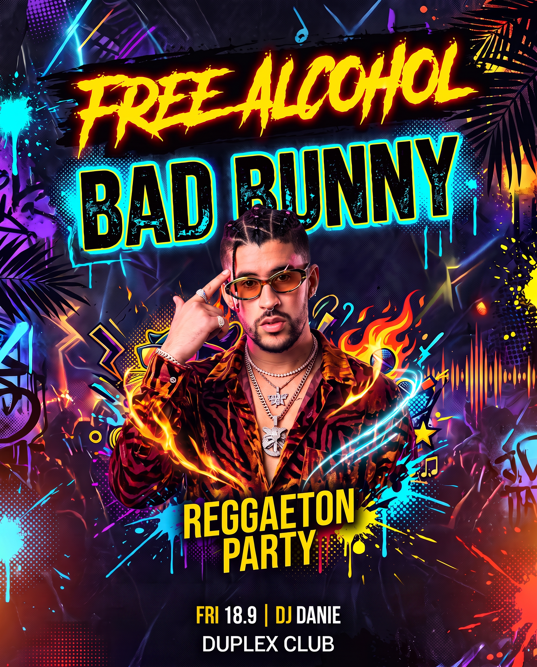 Free Alcohol Bad Bunny Reggaeton Party