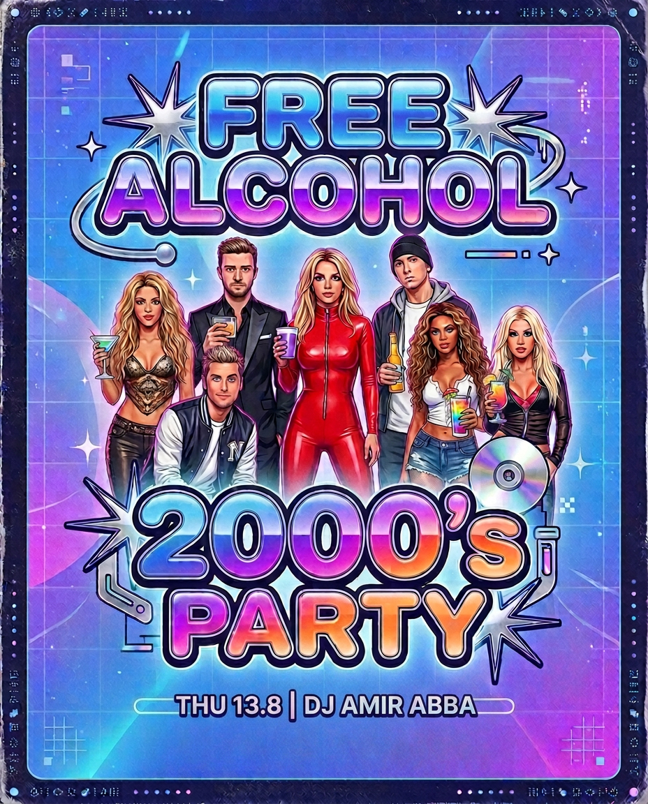 Free Alcohol 2000s Party